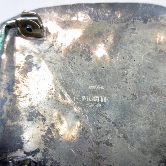 VTG  Signed Navajo Silver Turquoise Belt Buckle - Picture 10 of 10